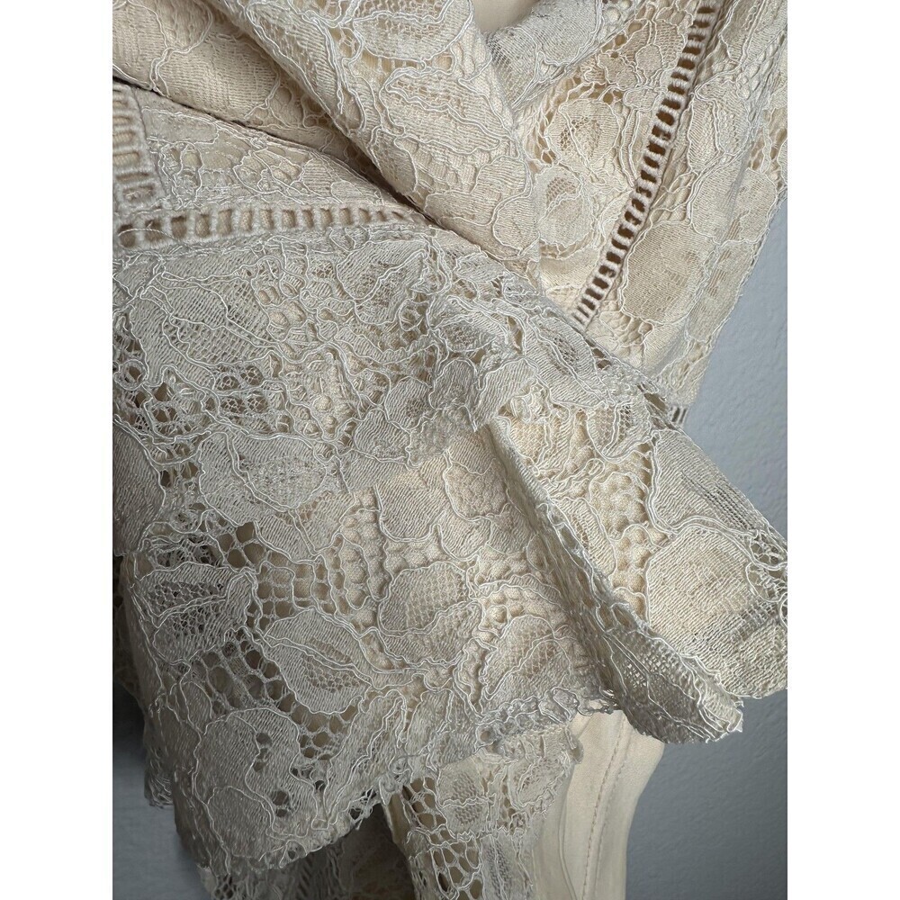 Lulus Dress Womens Small Ivory Lace Surplice Spaghetti Strap Scallop Hem Lined - Picture 4 of 7